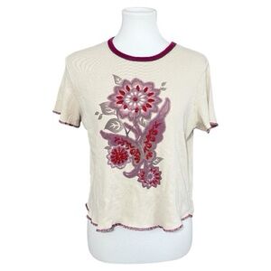 Vintage Fiorlini USA Embroidered Floral Baby Tee